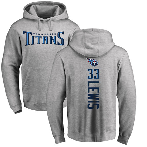 Tennessee Titans Men Ash Dion Lewis Backer NFL Football #33 Pullover Hoodie Sweatshirts->youth nfl jersey->Youth Jersey